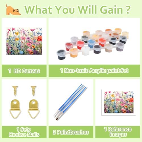 Reivworl Flowers Paint by Numbers Kit for Adults, Wildflowers Paint by Number for Adults, Adult Paint by Number Kits for Gifts and Home Wall Decor 16x20 Inch - Image 6