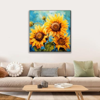 JUJUHOOD Sunflower Flower Framed Paint by Numbers Kit for Adults Beginner & Kids Ages 8-12, Acylic Paint by Number Without Easel,Watercolor Paint by Numbers for Gift Home Wall Decor (10x10Inch) - Image 2