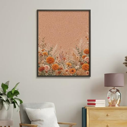 Paint by Numbers Kit for Adults Beginner Art Decor Orange Floral Edge - Image 4
