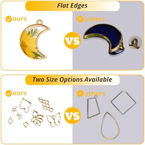 LET'S RESIN 172PCS Open Bezels for Resin, Gold Hollow Frame Pendants Bezels - Image 6