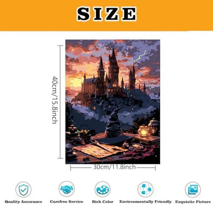 6 Pack Castle Paint by Numbers Kit for Adults Framed Canvas, Frameworkless - Image 3