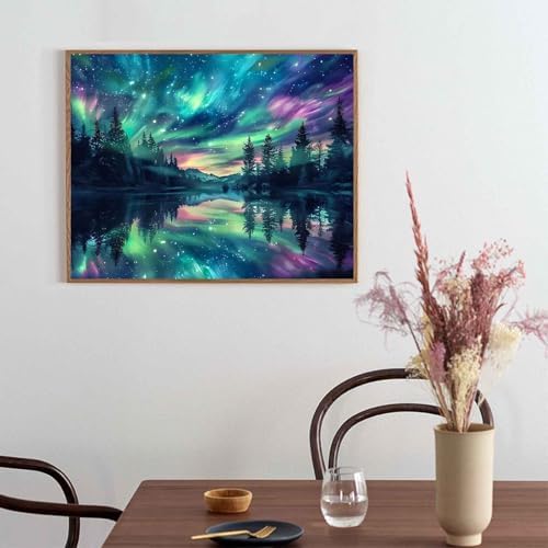 Hutarosl Aurora Paint by Numbers with Frame for Adults - with Wooden Easel,Adult Paint by Number,Aurora Canvas Paint by Numbers for Adults,Gifts and Home Decor 12x16inch - Image 3