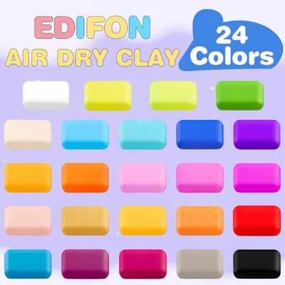 EDIFON Air Dry Clay, 24 Colors Foam Magic Modeling Clay for Kids DIY Crafts - Image 2