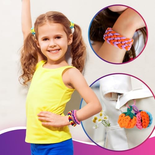 DDAI Bracelet Making Toys Refill Loops Elastic Cloth Band - Arts and Crafts Kit for Kids Weaving Loom Bracelets Kit 1000+ Colorful Fabric Loops - Birthday Gift for Girls Boys 6 7 8-12 Years Old - Image 3