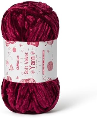 100g Fluffy Velvet Chenille Yarn for Crocheting and Knitting, 80m (87.5yd) Baby Yarn for Crocheting Soft, Crochet Chunky Yarns Amigurumi Yarns (Burgundy) by OMoiut