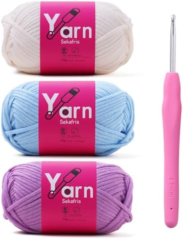 Beginner Yarn for Crocheting Cotton Crochet Yarn #4 Mixed Colors by Sekafris