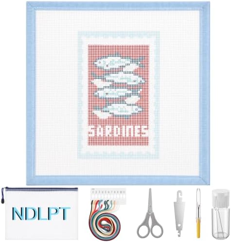 Sabary 14 Mesh Needlepoint Kit Hand Painted Canvas 7.8", Sardines by Sabary