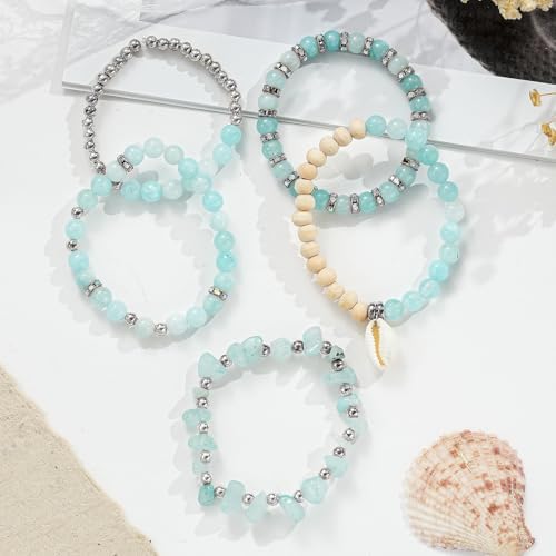 Xyliise Bracelet Making Kit Natürliche Perlen Set for Adults Beads for Bracelets Silver Jewelry Making Supplies DIY Jewelry Necklace Earrings (CZ006-Light Blue) - Image 6