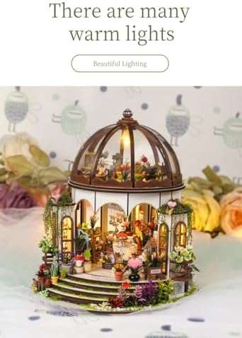 Hanging Garden DIY Miniature House Kit,Wooden Dollhouse with LED for Adults - Image 2