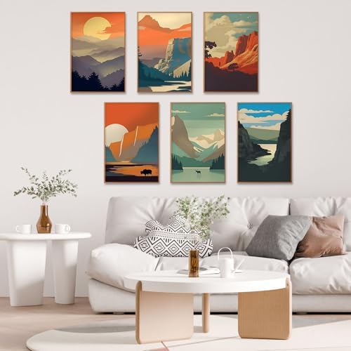 6 Pack Paint by Numbers Kit for Adults, National Park Canvas Painting Set - Image 6