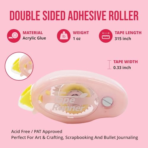 Tape Runner - Double Sided Adhesive with Dispenser Roller Included - Acid Free, Sticky, Clear & Transparent - Ideal for Scrapbooking, Crafts & More - Standard - (315 inches per cartridge) 20 Cartridge - Image 2