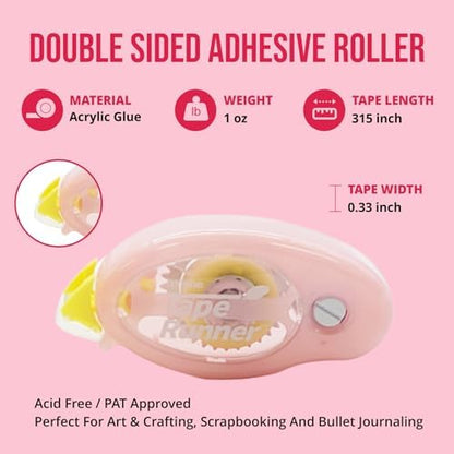 Tape Runner - Double Sided Adhesive with Dispenser Roller Included - Acid Free, Sticky, Clear & Transparent - Ideal for Scrapbooking, Crafts & More - Standard - (315 inches per cartridge) 20 Cartridge - Image 2