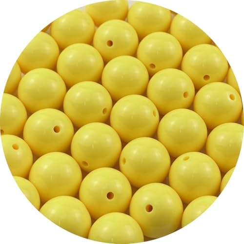 40pcs Acrylic Round Beads for Crafts 18mm Resin Candy Color Spacer Beads with Hole for Jewelry Making Sewing Crafts Decoration Necklaces Bracelets Earrings Supplies(Yellow) by Unknown