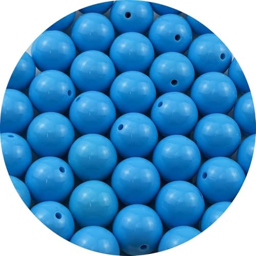40pcs Acrylic Round Beads for Crafts 18mm Resin Candy Color Spacer Beads with Hole for Jewelry Making Sewing Crafts Decoration Necklaces Bracelets Earrings Supplies(Sky Blue) by Unknown