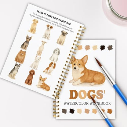 12 Dog Breed Patterns Watercolor Set, Puppy Painting Book for Beginners, Relaxing DIY Art Gift for Dog Moms, Women and Adults, Pet Lover Stress Relief Activity - Image 6