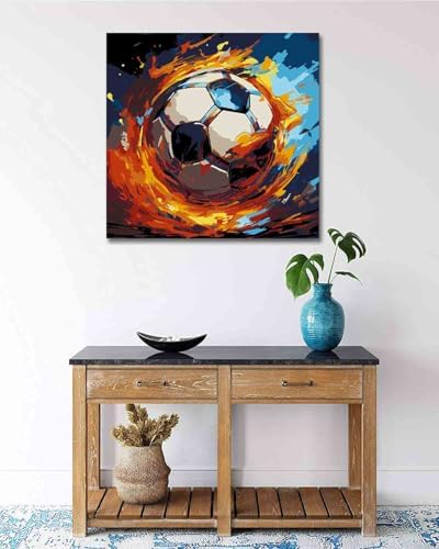 TOCARE Framed Paint by Numbers Kit for Adults Beginners & Kids Ages 8-12,12x12inch Soccer Paint by Number with Frame,Cartoon Sports Football Paint by Numbers Framed Canvas(Without Easel) - Image 6