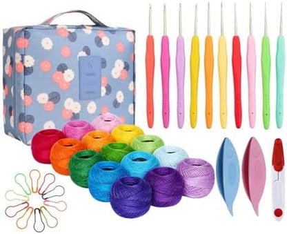 Lewhoo 15 Crochet Thread Balls & 10 Lace Crochet Hooks, 100% Cotton Thread by lewhoo