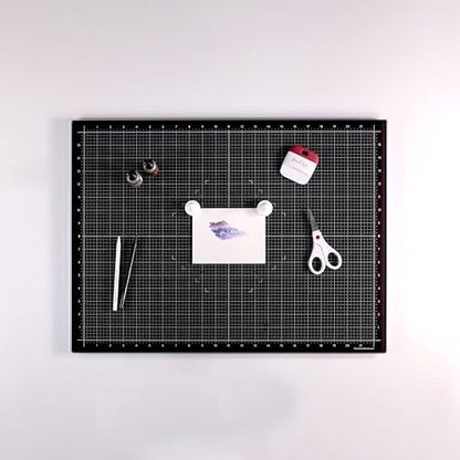 GLASSBOARD STUDIO Glass Craft Mat - Magnetic, Heat & Scratch Resistant - For Crafting, Cutting, Painting, Mixed Media Artwork - Grid Lines, Non-Slip Rubber Feet (Rich Black 24"L x 36"W) - Image 3