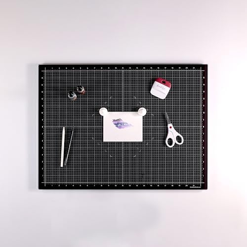GLASSBOARD STUDIO Rich Black Glass Craft Mat (13.5x18in) - Magnetic, Heat & Scratch Resistant, Stain-Proof for Crafting, Cutting, Painting, Mixed Media Artwork - Grid & Angle Lines, Non-Slip Feet - Image 3