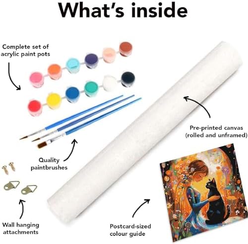 Clendo DIY Paint by Numbers Kit for Adults Beginners, Cat and Moon Adult Paint by Numbers on Canvas, Acrylic Painting Crafts for Home Decor (16x20inch) - Image 7