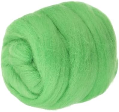 PATIKIL Wool Roving Yarn, 150G/5.3OZ Soft Felting Wool Pure Chunky Roving Yarn Bulk for Needle Felting Knitting Blanket Spinning Weaving DIY Craft, Light Grass Green by PATIKIL