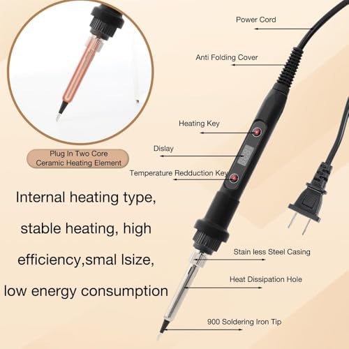 Wood Burning Kit,26 Letters Copper Mold DIY Wood BurningTool,Complete Leather Burning & Wood Carving Set with Adjustable Temperature Soldering Iron,56 Pcs - Image 6