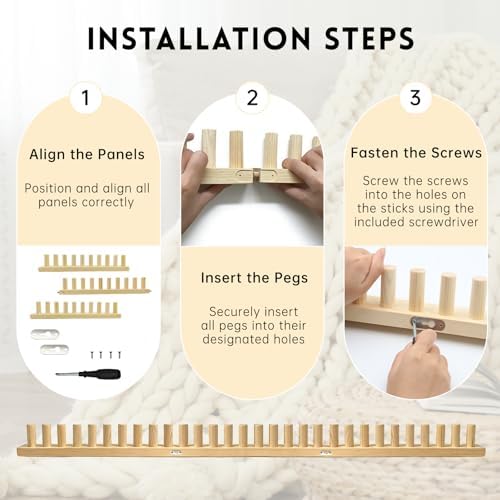 LARIAU Chunky Knitting Blankets Loom, Thick Yarn Knitting Loom for Beginners, 15" to 46" Long 3-in-1 Wooden Adjustable & Foldable & Portable Design DIY Machine, Birthday Gifts Knitting Lover Gift - Image 4