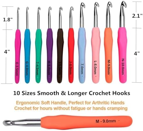 Yarniss 20 Size Crochet Hooks 0.5mm-10mm,Ergonomic Hook for Arthritic Hand - Image 4