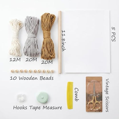 Jditngp DIY Macrame Leaf Wall Hanging Beginners Boho Wall Leaf Tapestry Kit Handmade Woven Tapestry Feather Wall Hanging DIY Macrame Kit for Adults Birthday Gift DIY Craft Kits 11.8inch (Gray,Yellow) - Image 2