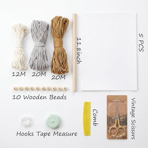 Zqyxiehuo DIY Macrame Leaf Wall Hanging Beginners Boho Wall Leaf Tapestry Kit Handmade Woven Tapestry Feather Wall Hanging DIY Macrame Kit for Adults Birthday Gift 11.8"(Gray,Yellow) - Image 2