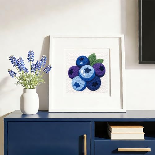 DOODLREAM Fresh Blueberry Punch Needle Kit for Beginner 9.4" x 9.4" - Image 6