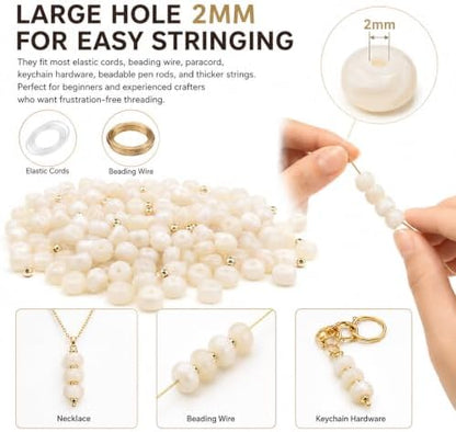 100Pcs 14mm Large Acrylic Beads for Jewelry Making, Chunky Marbled Round Focal Beads Bulk Set with Spacer Beads for DIY Bracelets Necklaces Keychains Bag Charms (White) - Image 5