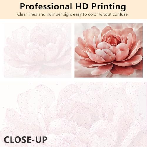 TUMOVO Paint by Numbers Kit for Adults Beginner Pink Flower Canvas Art - Image 5