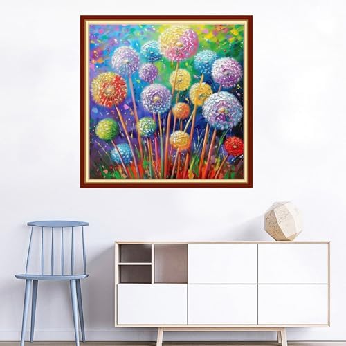 Joyhoor Cross Stitch Kits for Beginners Stamped Cross-Stitch Supplies Needlework preprint Embroidery Kits for Adults DIY Needlepoint Kits Embroidery Patterns 11CT-Colorful Dandelion 18x18 inchs - Image 2