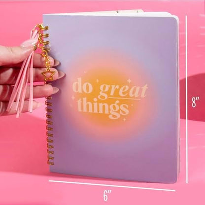 STMT DIY Journal Set, 70-Sheet Hardcover Spiral-Bound Kit, Over 35 Stationery Supplies, Including Stickers, Frames, Pen, Keychain, Glue Stick & More, Girls Gifts - Image 6