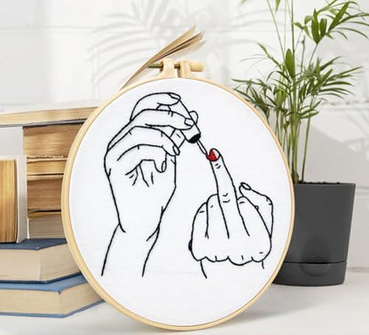 Crafmanoe Hand Embroidery Starter Kit for Beginners Adults, Counted Stamped Cross Stitch Kits for Adults Beginners, Easy Funny Embroidery Needlepoint Kits, Embroidery Fabric, Hoops and Video Tutorial - Image 6