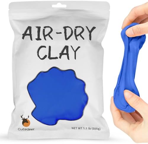 Cutedeer Blue Air Dry Clay, 1.1lb Foam Modeling Clay, Soft Squishy Molding for Kids Adults, Arts & Crafts Project Slime Supplies(1.1lb - 1 Pack, Blue) by Cutedeer