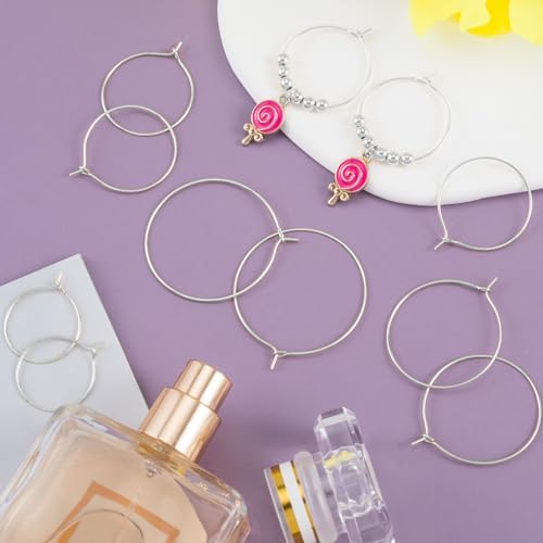 OIIKI 120PCS Earring Beading Hoops for Jewelry Making, 4 Sizes, Silver - Image 3