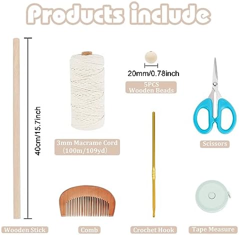 FREEBLOSS DIY Macrame Kit for Adults Beginners Bohemian Macrame Wall Hanging Ornament Creative Boho Macrame Wall Art Macrame Tapestry Gift for Mom Girls - Image 2