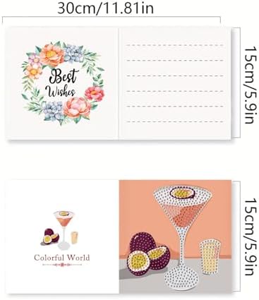 DDGYP 6 Pcs Cocktail Diamond Art Cards with Envelopes,Size 5.9×5.9inch - Image 2