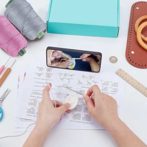ACRNIGHEET Crochet Bag Kit for Beginners with Leather Bottom Advanced Crochet Kit Handbag Knitting Making Kit with Step-by-Step Video Tutorials Learn to Crochets Kits for Birthday Gift - Image 4