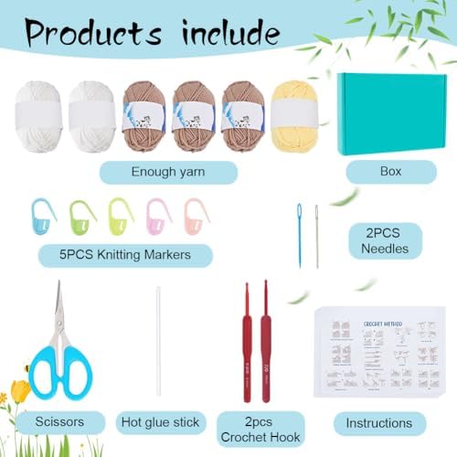 ORIGACH DIY Daisy Crochet Bag Kit for Beginners Adults, Crochet Granny Square Bag Kit with Instruction Video Tutorials, Khaki - Image 2