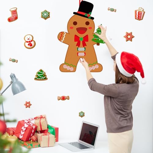 WovWeave 2.7ft DIY Felt Christmas Gingerbread Man Set with 46 Ornaments - Image 6