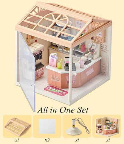 Bubble Tea Shop DIY Miniature House Kit with Light - Image 6