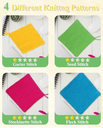 Aeelike Knitting Kit for Beginner Adult, Easy Dishcloth Knit Set, Color A - Image 6