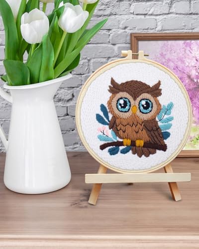 ERKOON Punch Needle Kit for Beginners Adults, DIY Easy Animal Embroidery Set for Starter Art Craft, Needling Punch Project with Patterns, Tools, Yarns, Hoop, Instruction (Owl) - Image 6