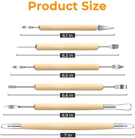 Jetmore 6 Pack Clay Tools Kit, Pottery Tools & Sculpting Tools, Polymer Modeling Clay Cutters Sculpture Set for Carving, Ceramics, Molding, DIY - Image 2