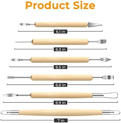 Jetmore 6 Pack Clay Tools Kit, Pottery Tools & Sculpting Tools, Polymer Modeling Clay Cutters Sculpture Set for Carving, Ceramics, Molding, DIY - Image 2