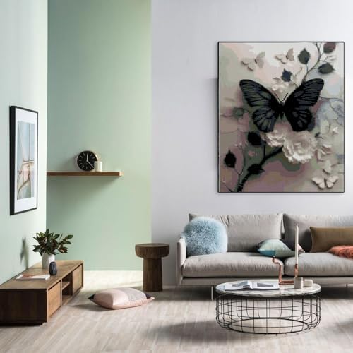Butterfly Flower Stamped Cross Stitch Kits Flowers Cross Stitch Patterns,Dimensions Cross Stitch Kits Embroidery Kit Arts and Crafts for Beginners 15.7x11.8 inch - Image 4