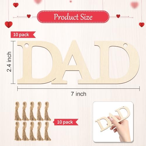 Wooden DAD Letter Ornaments to Paint 7 Inch, Large Size Father Day Wooden Cutout DIY Blank Unfinished Wood Discs Father's Gifts Ornament for Crafts Hanging Decorations(10PCS) - Image 7